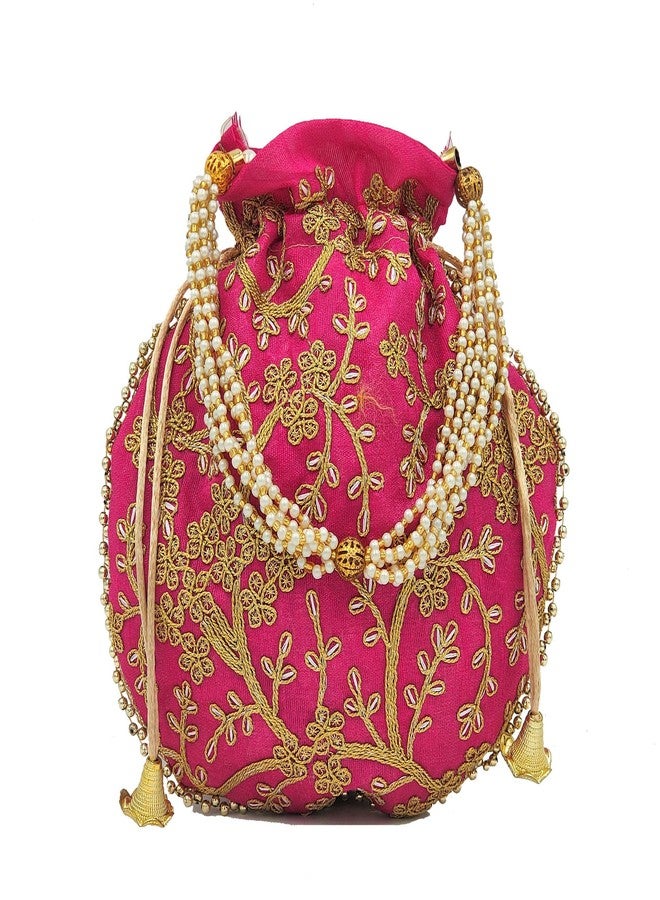 Yaayi حقيبة Yaayi للنساء/الفتيات من الحرير العرقي Rajasthani Potli، كلوث، حقائب Lehenga Potli للنساء (راني) - Image 1