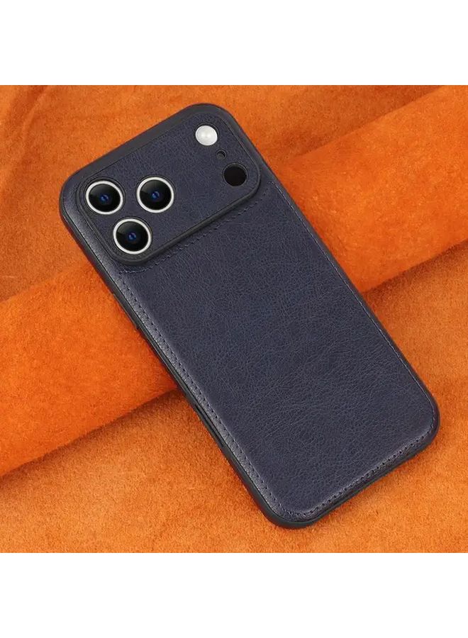 غطاء هاتف عالي الجودة من الجلد الأزرق الصناعي، يغطي بالكامل جهاز iPhone 12 Pro Max، مع إطار معدني وقفل مغناطيسي، مقاوم لبصمات الأصابع، وناعم الملمس. - Image 4