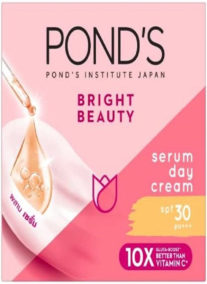PONDS - Ponds Face Cream Bright Beauty for Brighter, Glowing Skin, Brightening Day Cream with SPF30, Vitamin B3 (Niacinamide), Vitamin E and Glycerin, 50g - Image 1