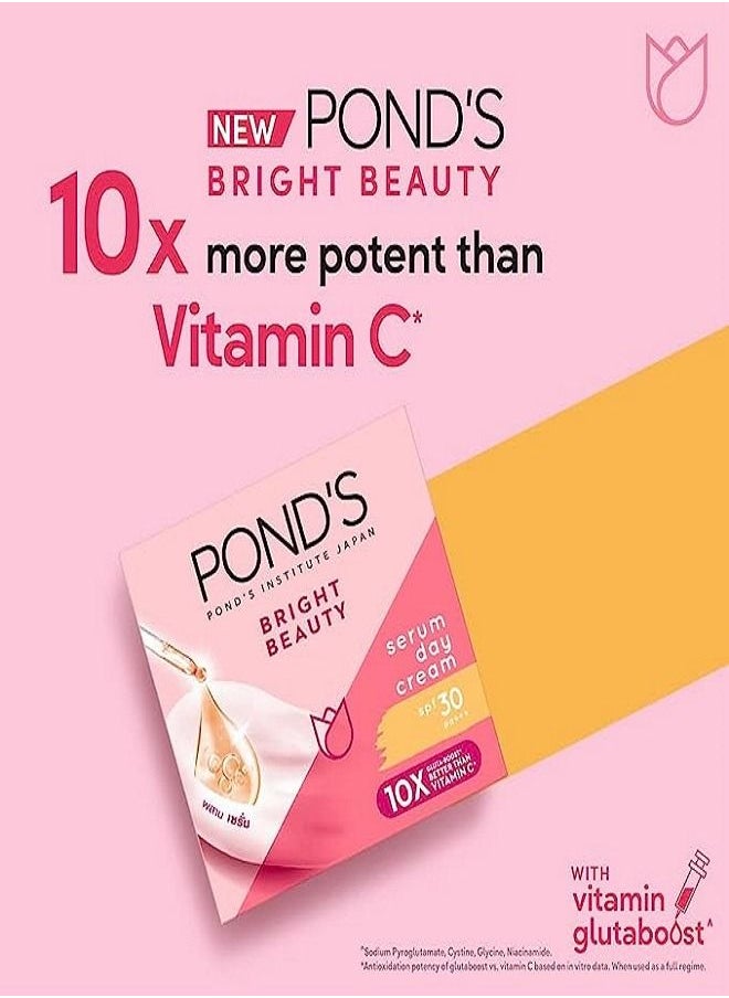 PONDS - Ponds Face Cream Bright Beauty for Brighter, Glowing Skin, Brightening Day Cream with SPF30, Vitamin B3 (Niacinamide), Vitamin E and Glycerin, 50g - Image 1