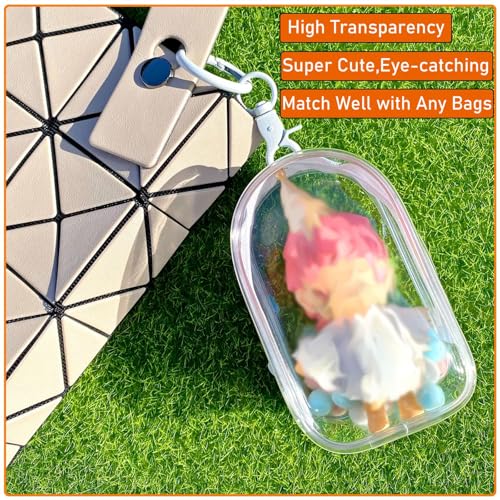 DBYANAN 2pcs Clear Figure Display Bag with Keychain Pompom Ball Portable Mini Doll Pouch Carrying Case Blind Box Figures Display Case for Collectibles Zipper Closure Cabin - Image 5