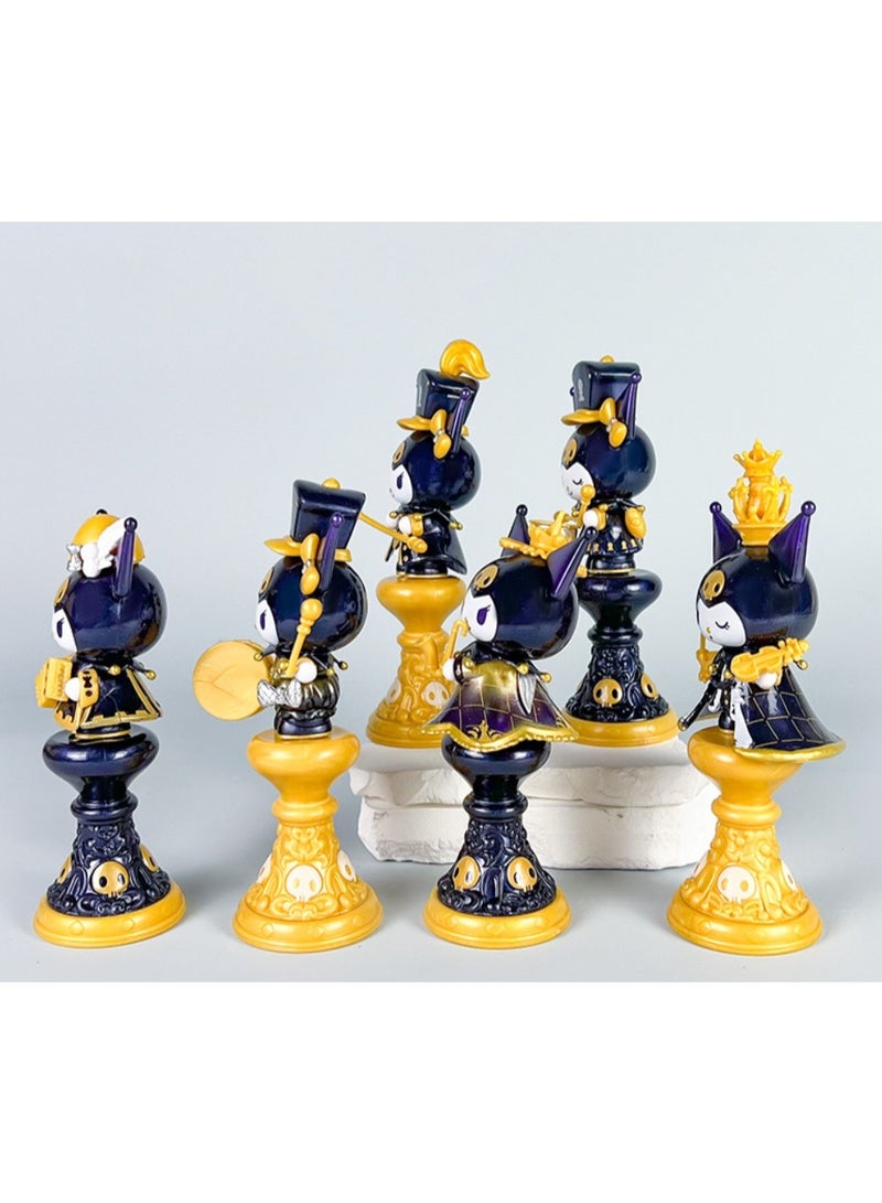 هالامودو 6PCS الشطرنج موضوع كورومي سلسلة مربع أعمى , أرقام العمل , ديكور نموذج سطح المكتب , ألعاب الجمع , هدايا غامضة للفتيان والبنات , تجربة تفكيك الفرح , كشف المفاجأة الغامضة ,10cm - Image 5