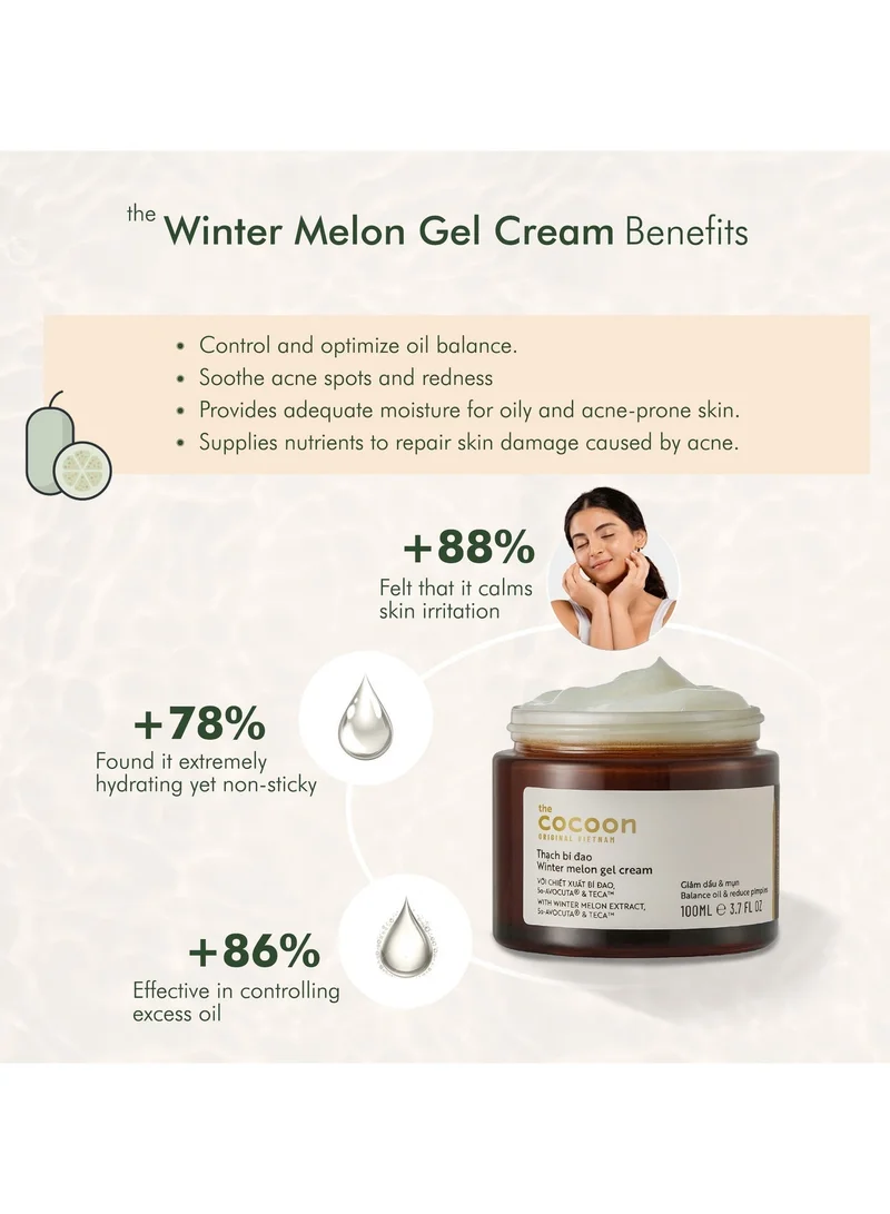 The Cocoon Original Vietnam  Winter Melon Gel Cream Moisturiser 100ml – Oil Control Gel Cream Moisturizer with Centella TECA, Niacinamide & 5α Avocuta | Lightweight Hydrating Gel Cream for Acne-Prone & Oily Skin  | Best Price UAE