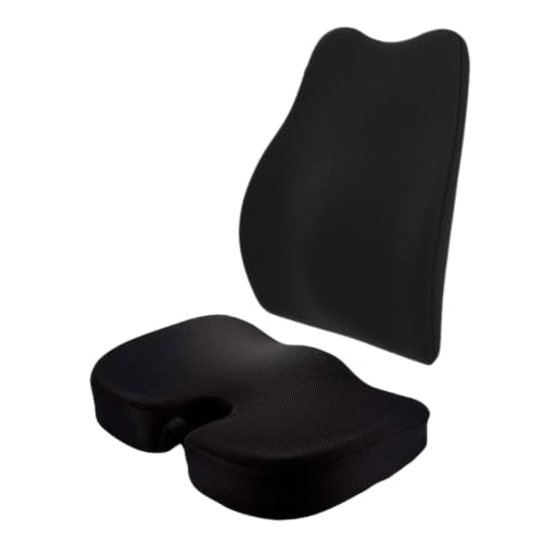 CUSHIO Memory Foam Backrest & Coccyx Seat Cushion Combo - Lower Back and Coccyx Support for Long Sitting Hours on Car Seat, Office/Home Chair (Mesh Black) - Image 1