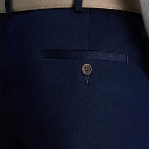 Haggar mens Premium No Iron Khaki Classic Fit Expandable Waist Flat Front Pant, Dark Navy, 44x32 - Image 2