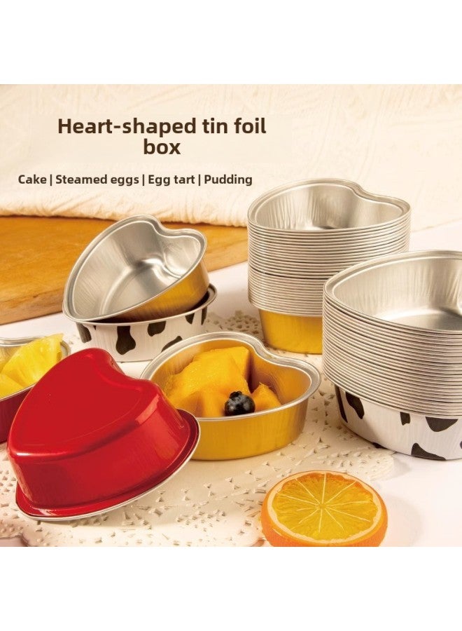 Heart-shaped Aluminum Foil Box Air Fryer Special Paper Household Shrimp Egg Oven Egg Aluminum Foil Small Bowl Love Tin Foil Bowl-Specifications:White Heart-Capacity:100ml2000 Pieces Per Box  - Image 1