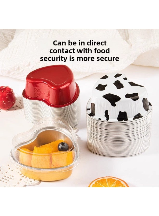 Heart-shaped Aluminum Foil Box Air Fryer Special Paper Household Shrimp Egg Oven Egg Aluminum Foil Small Bowl Love Tin Foil Bowl-Specifications:White Heart-Capacity:100ml2000 Pieces Per Box  - Image 2
