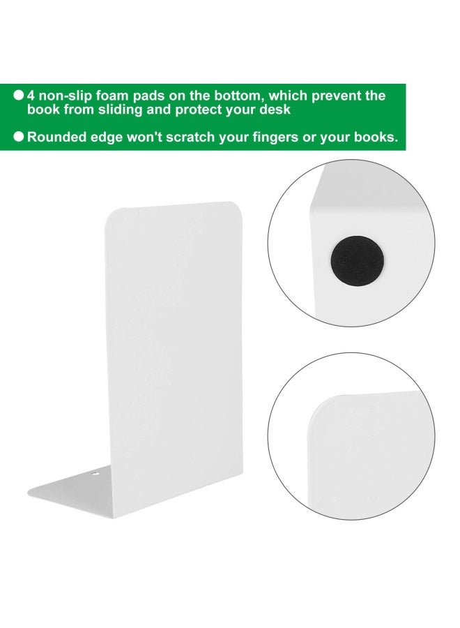 LISHINE 6 Pcs White Metal Bookends Bookends for Shelves Heavy Duty Book Ends to Hold Books Book Stopper for Shelves Heavy Books Decorative Home Office Kids1 - Image 3
