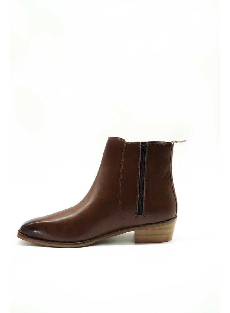 Brenvick Vittorio Tan Square-Toe Chelsea Boots for Men | Premium Leather Slip-On Ankle Boots | Elastic Side - Image 2
