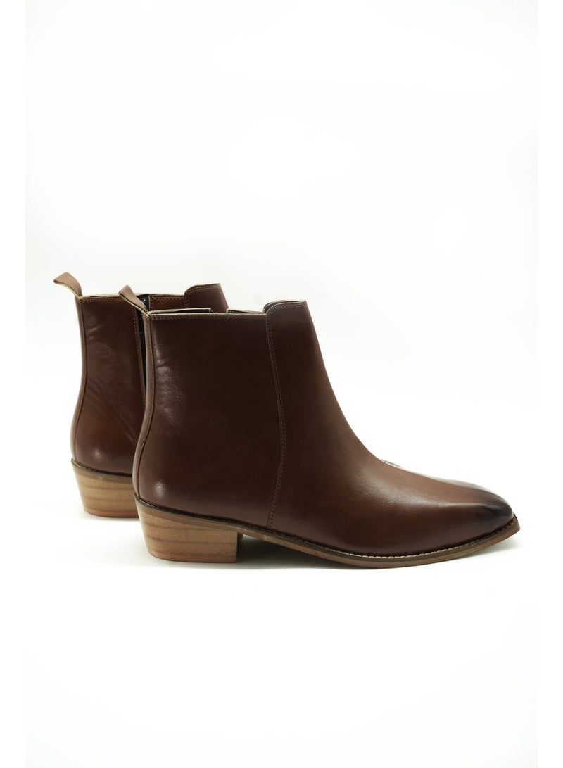 Brenvick Vittorio Tan Square-Toe Chelsea Boots for Men | Premium Leather Slip-On Ankle Boots | Elastic Side - Image 4