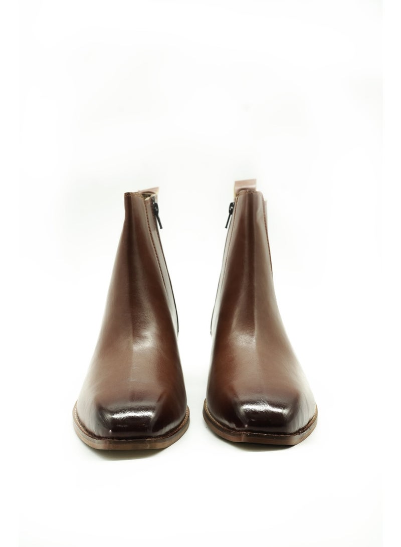 Brenvick Vittorio Tan Square-Toe Chelsea Boots for Men | Premium Leather Slip-On Ankle Boots | Elastic Side - Image 5