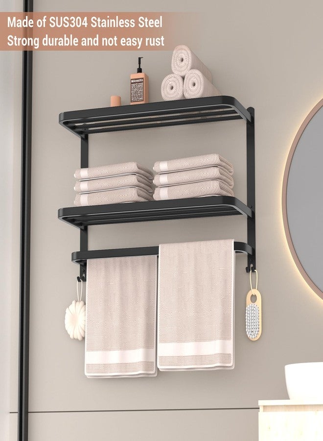 DDS-DUDES 3-Tier Black Towel Racks for Bathroom with Towel Bars Multilayer Hotel Towel Shelf Stainless Steel Wall-Mounted Matte Finished Holder with Towel Shelves 23 Inches, TR24 3TIERB - Image 4