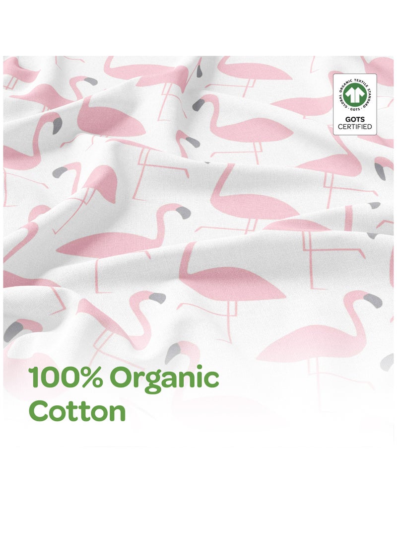 Moon Organic Baby Gift Set Of 7 Rompers-Swaddle-Bibs-Hat-Mitten Set For 3-6 Months Pink - Image 4
