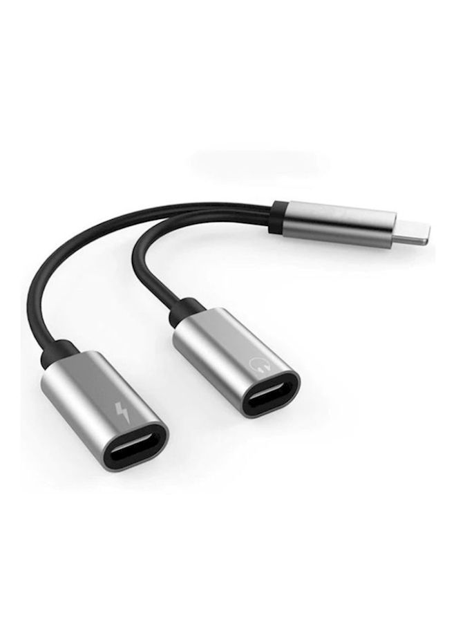 NIBEMINENT 2-In-1 Charging And Audio Adapter For Apple iPhone 7/7 Plus/8/8 Plus/X Black  - Image 1
