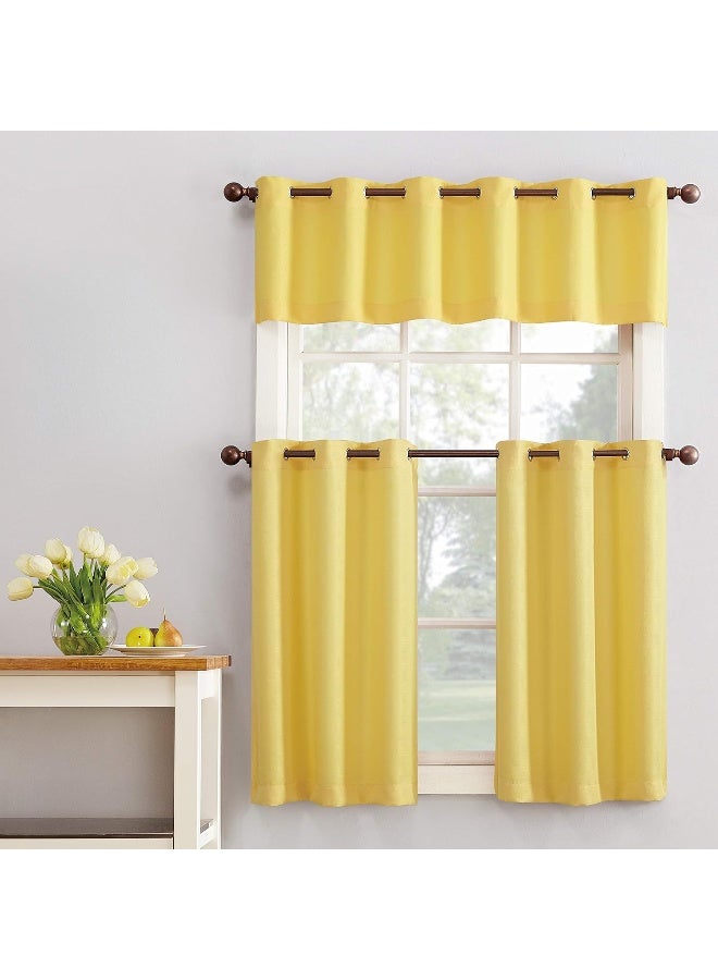 No. 918 No 918 Montego Casual Textured SemiSheer Grommet Kitchen Curtain Tier Pair 56 x 24 Yellow - Image 4