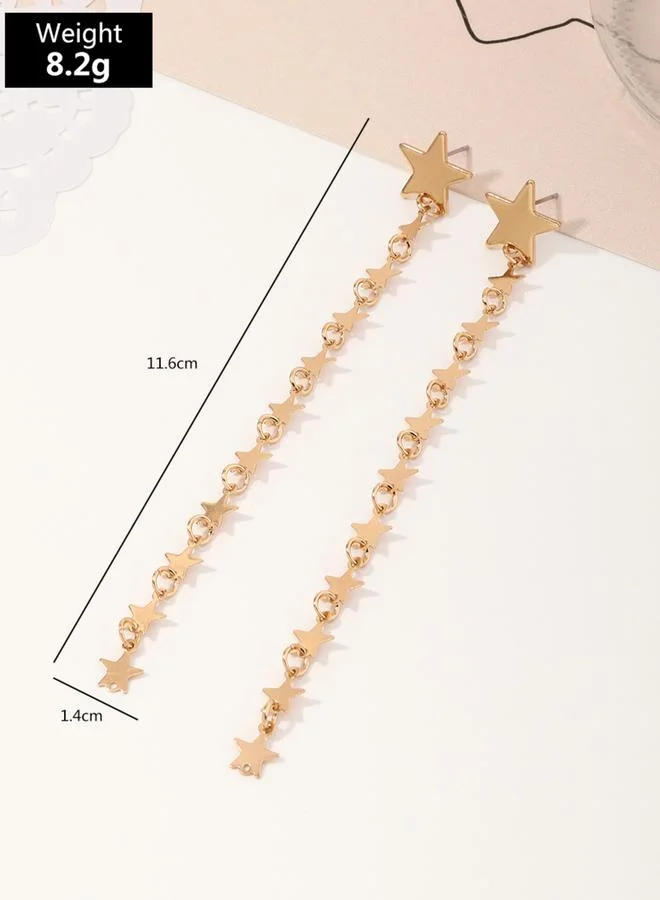 Take Two  Golden Dangle Star Earrings for Women | Best Price UAE