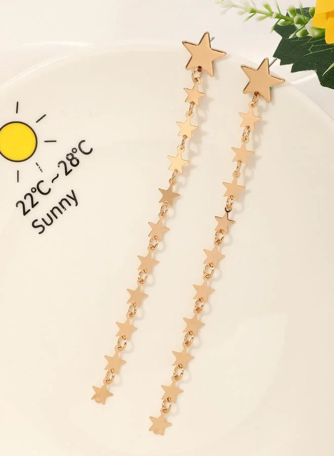 Take Two  Golden Dangle Star Earrings for Women | Best Price UAE