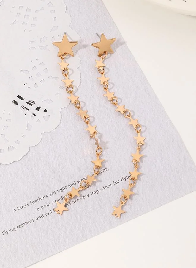 Take Two  Golden Dangle Star Earrings for Women | Best Price UAE