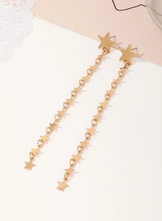 Take Two  Golden Dangle Star Earrings for Women | Best Price UAE