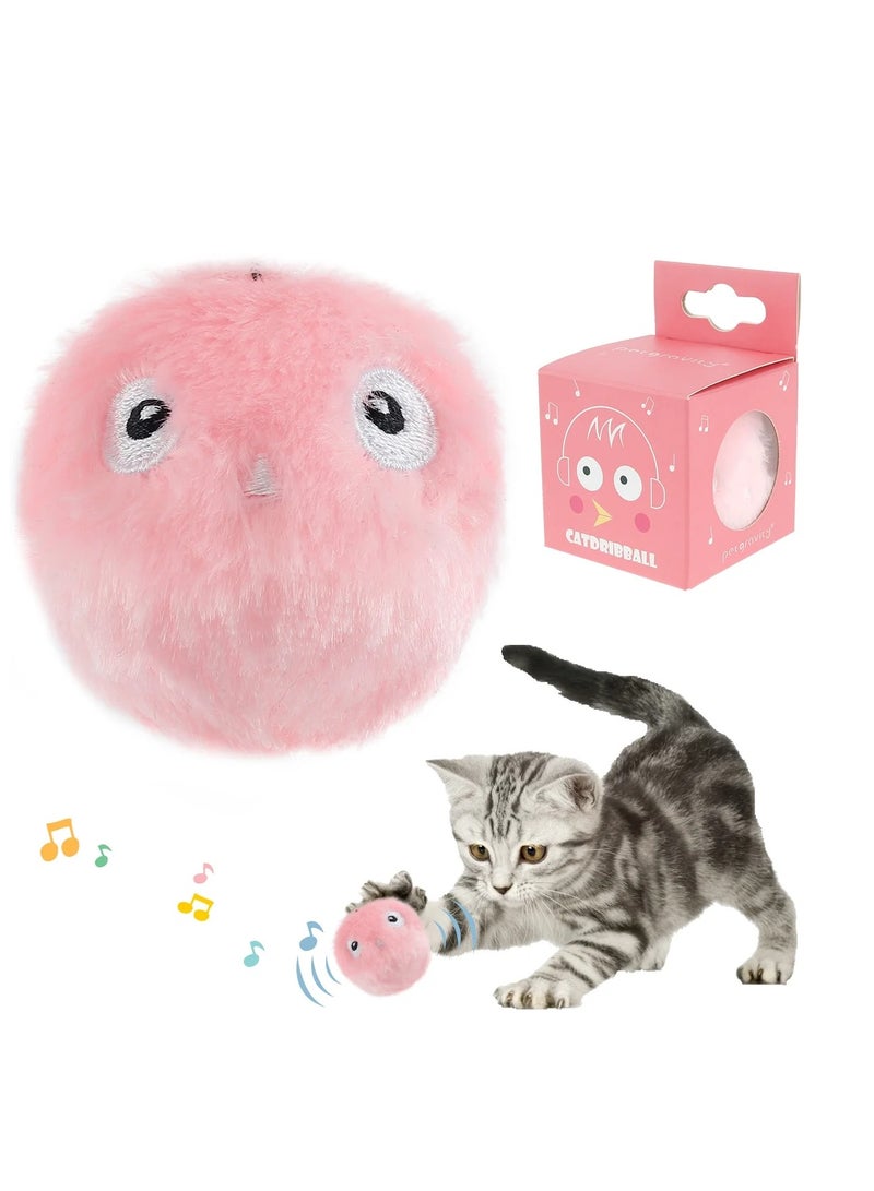 A.M Gravity Ball Cat Toy Plush Smart Tap Trigger Chirping Ball Interacts with Pets Add Catnip Cute Appearance Built-in High-sensitivity Alarm - Image 1