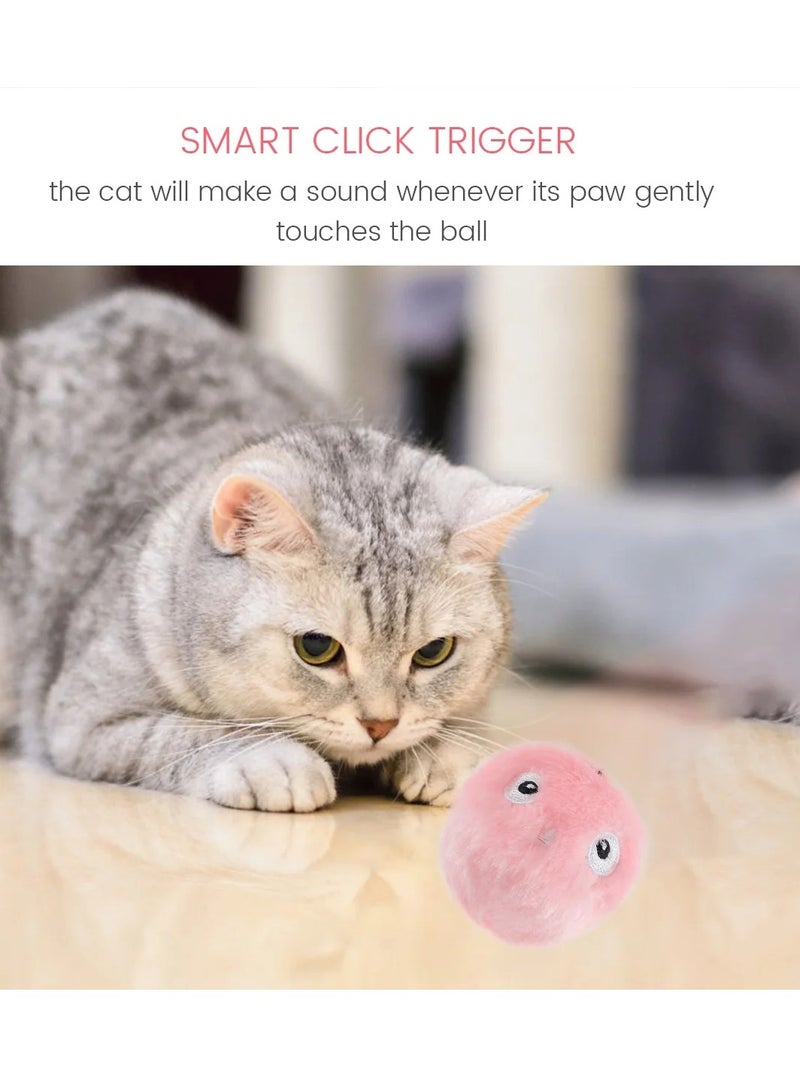 A.M Gravity Ball Cat Toy Plush Smart Tap Trigger Chirping Ball Interacts with Pets Add Catnip Cute Appearance Built-in High-sensitivity Alarm - Image 3