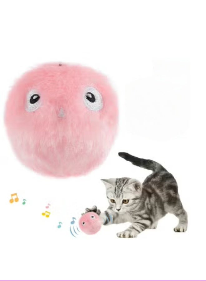 A.M Gravity Ball Cat Toy Plush Smart Tap Trigger Chirping Ball Interacts with Pets Add Catnip Cute Appearance Built-in High-sensitivity Alarm - Image 1