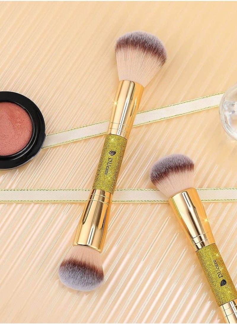 DUcare Makeup Foundation Brushes Double Ended Blush Powder Brush, Duo Bronzer Blush ideal for Cream or Powder  - Image 2