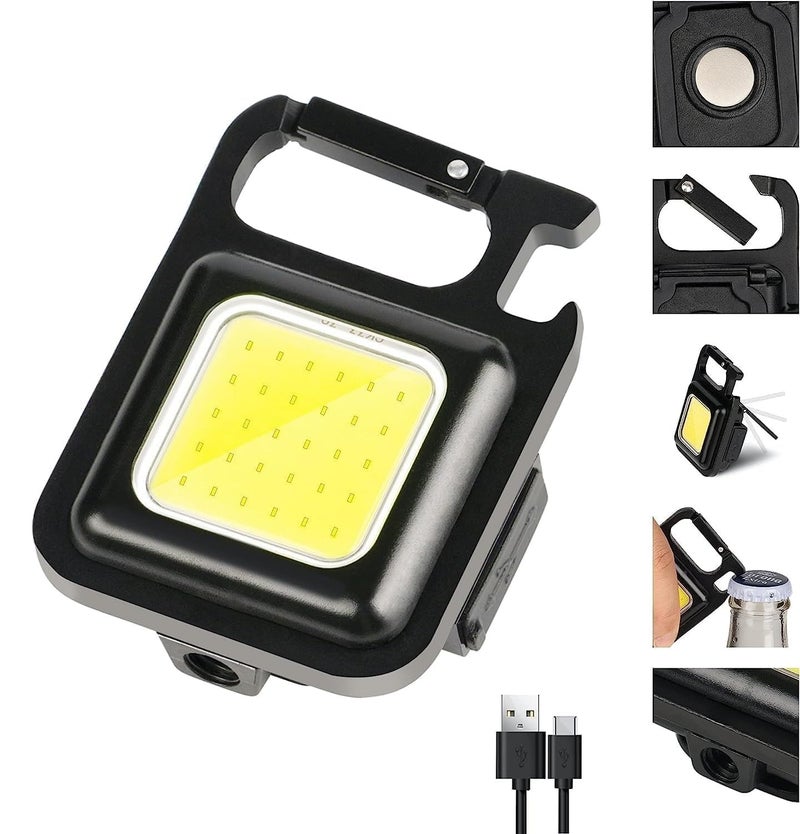 OVENO OVENO Keychain LED Rechargeable Flashlights Torch with Bottle Opener Magnet Base 800 Lumens Portable Emergency COB Light for Camping Outdoor 1 - Image 1