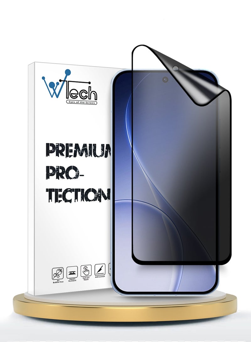 دبليو تيك حامي شاشة مرن مطفي كامل الالتصاق كامل الغطاء من السيراميك النانو الفاخر لهاتف Oppo Reno15 Pro 5G 2025 - شفاف/أسود - Image 1