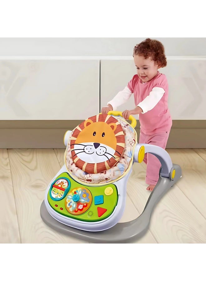 LC Baby Learning Walker Baby Walker Sit and Stand Activity Center Musical Walking Toys Adjustable Push Walker Multicolor - Image 2