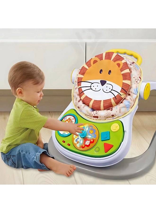 LC Baby Learning Walker Baby Walker Sit and Stand Activity Center Musical Walking Toys Adjustable Push Walker Multicolor - Image 3