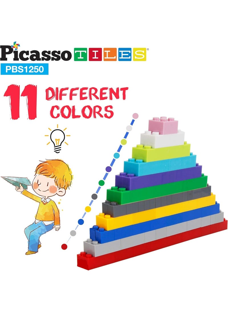 PicassoTiles بيكاسو تايلز كتل بناء من الطوب 1250 قطعة | كتل بناء | ألعاب STEM | مجموعة ألعاب تعليمية | كتل تكديس | مجموعة بناء للأطفال لتطوير الدماغ - Image 3