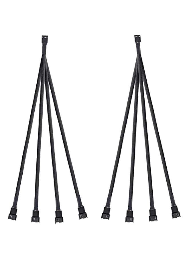 BWSJ 4Pin PWM Fan Splitter Cable, Sleeved Braided Adapter uter PC Fan Power Extension Cable 1 to 4 Converter for uter ATX Case 4Pin3Pin Cooling Fan Cable 2 - Image 1