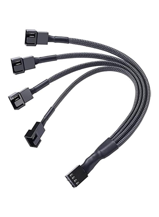 BWSJ 4Pin PWM Fan Splitter Cable, Sleeved Braided Adapter uter PC Fan Power Extension Cable 1 to 4 Converter for uter ATX Case 4Pin3Pin Cooling Fan Cable 2 - Image 5