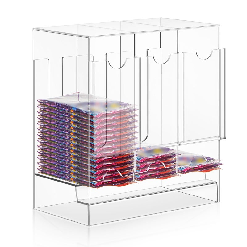 Colingmill 1 Pcs Acrylic Booster Pack Dispenser, Card Dispenser Storage and Organizer, for Trading Card, Booster Packs, Sports & More (3 Slots) - Image 1