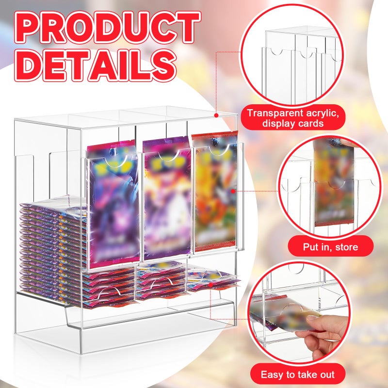 Colingmill 1 Pcs Acrylic Booster Pack Dispenser, Card Dispenser Storage and Organizer, for Trading Card, Booster Packs, Sports & More (3 Slots) - Image 3