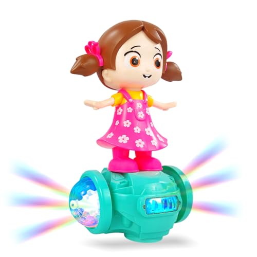 NHR Musical Dancing Girl Toy for Kids and Children, 360° Rotating Bump & Go Action with Lights & Sound, Musical Toy for Toddlers, Birthday Gift for Boys & Girls (1+ Years) - Image 1