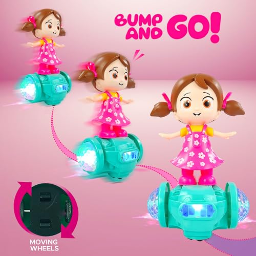 NHR Musical Dancing Girl Toy for Kids and Children, 360° Rotating Bump & Go Action with Lights & Sound, Musical Toy for Toddlers, Birthday Gift for Boys & Girls (1+ Years) - Image 3
