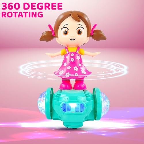 NHR Musical Dancing Girl Toy for Kids and Children, 360° Rotating Bump & Go Action with Lights & Sound, Musical Toy for Toddlers, Birthday Gift for Boys & Girls (1+ Years) - Image 4