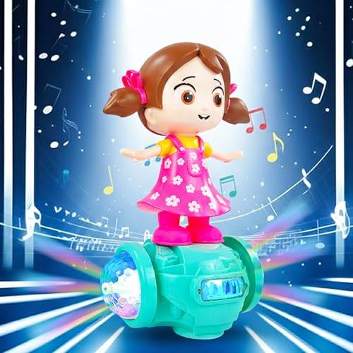 NHR Musical Dancing Girl Toy for Kids and Children, 360° Rotating Bump & Go Action with Lights & Sound, Musical Toy for Toddlers, Birthday Gift for Boys & Girls (1+ Years) - Image 2