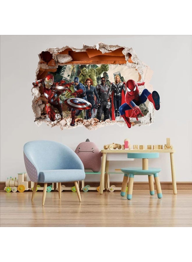 Wthh Superhero Wall Sticker Removable Vinyl Decal Boys Bedroom Kids Room Game Room Bathroom Wall Decor - 24" x 16" - Image 5