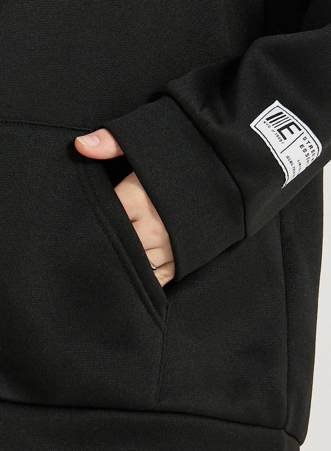 Styli Slogan Print Zip Up Hooded Sweatshirt