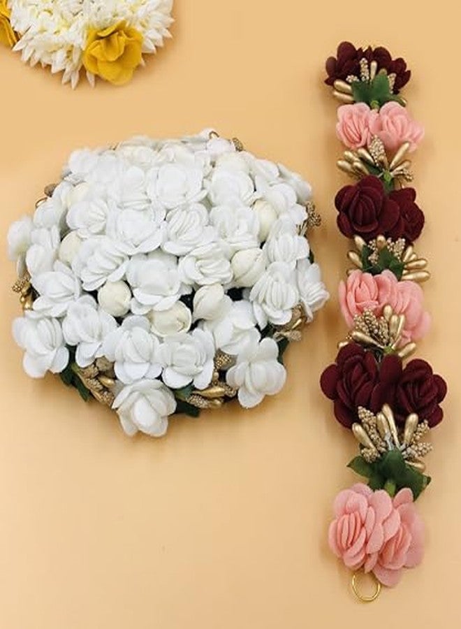 Arooman™ Full Juda Bun Hair Flower Gajra and Multicolor Gajra Combo for Wedding and Party (White) - Image 4