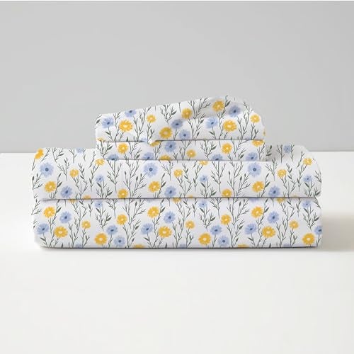 Sleepsia Lounge 100% Cotton King Size Bedsheet | Ditsy Florals Print Premium Bedsheet for Double Bed King Size– Soft & Breathable,180 TC Bed Sheet for Bedroom, Wrinkle-Resistant, Skin-Friendly - Image 5