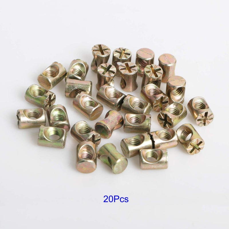 Aopin Barrel Nuts Cross Dowels Slotted Nuts for Furniture Beds Crib Chairs, M6 x 13mm, 20Pcs - Image 4