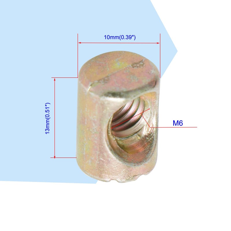 Aopin Barrel Nuts Cross Dowels Slotted Nuts for Furniture Beds Crib Chairs, M6 x 13mm, 20Pcs - Image 2