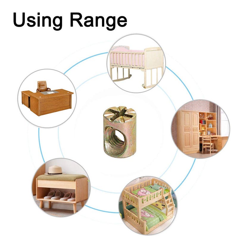 Aopin Barrel Nuts Cross Dowels Slotted Nuts for Furniture Beds Crib Chairs, M6 x 13mm, 20Pcs - Image 5