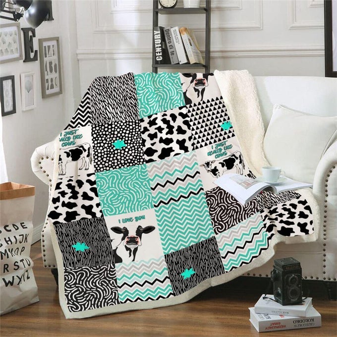 COW DECOR BEDDING THROW SOFT PRINT QUEEN SIZE BLANKET FOR GIRLS WOMEN VALENTINES DAY GIFT 60X80 COW3
