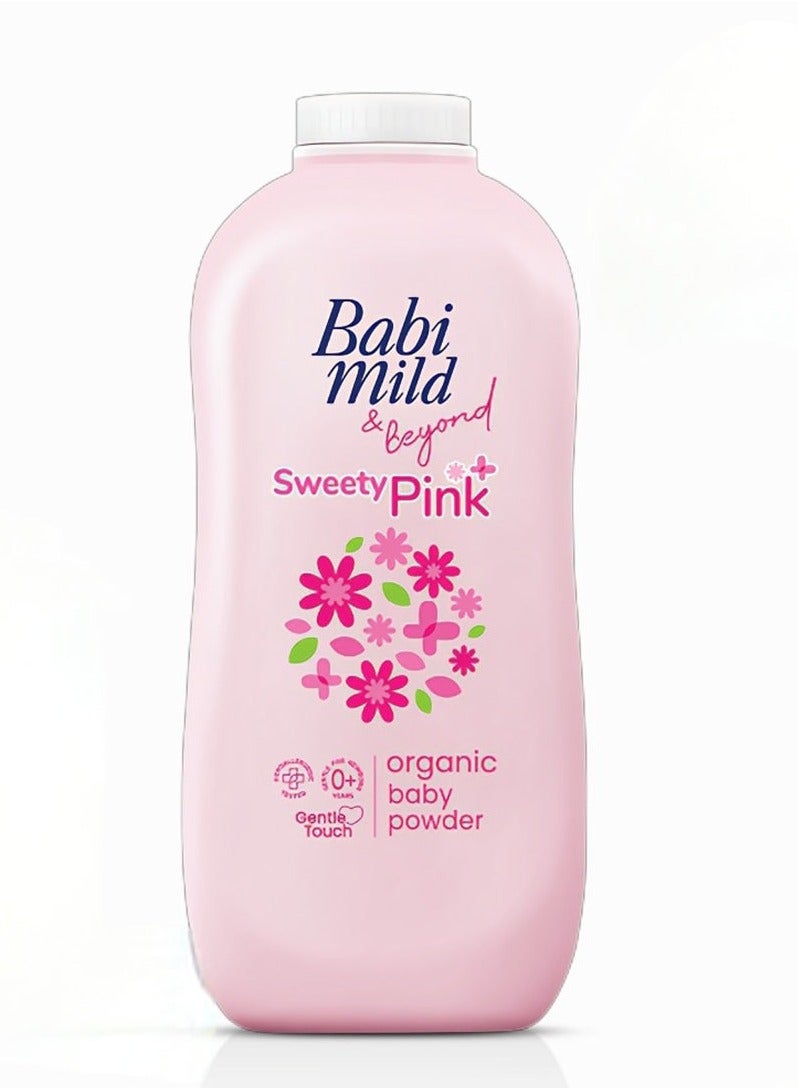 BABIMILD Organic BabiMild Sweet Pink Baby Powder 350g – Ultra soft with a lovely floral scent - Image 1