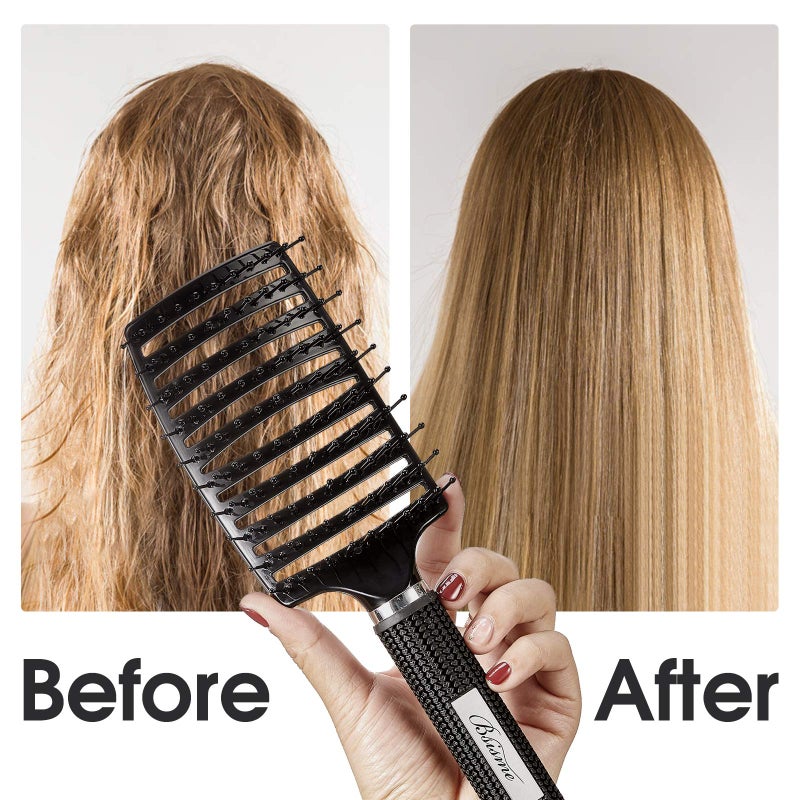 Bsisme Hair Brush, Professional Curved Vented Brush for Faster Blow Drying for Women, Men, Paddle Detangling Brush for Wet Dry Curly Thick Straight Hair - Image 4